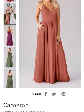 Kennedy Blue “Cameron” A-Line V-Neck Chiffon Dress in Spice